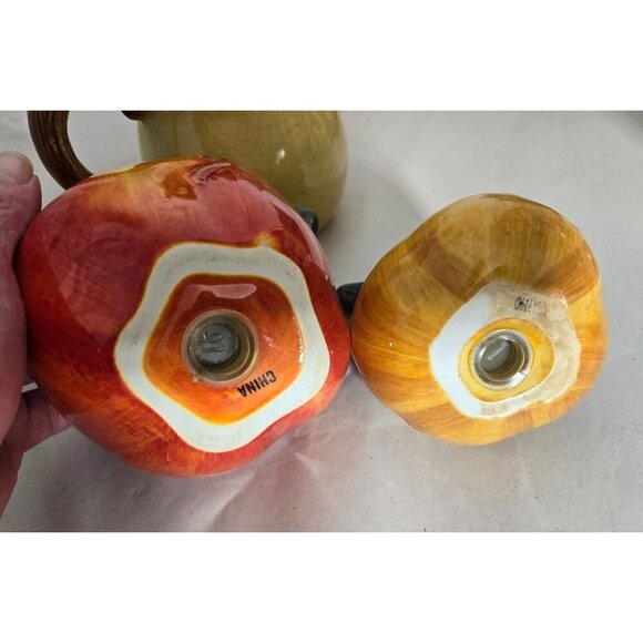 Fruit Teapot & Salt Pepper Shakers Set Apple Pear Kitchen Decor Ceramic - Picture 3 of 16